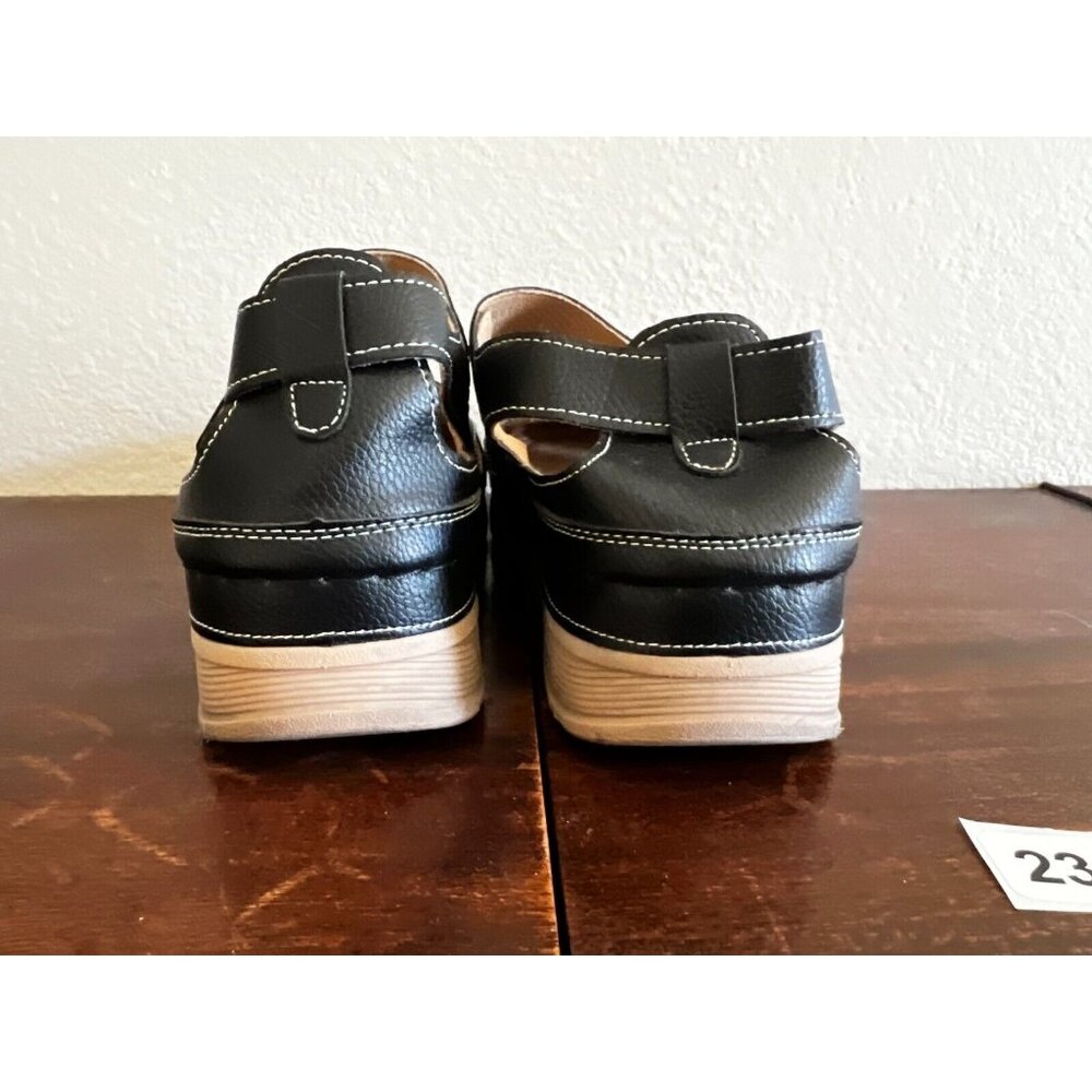 Siketu Women's Sandal Sz 8.5 Black Leather Closed Toe Comfort Hook and Loop - Picture 5 of 10